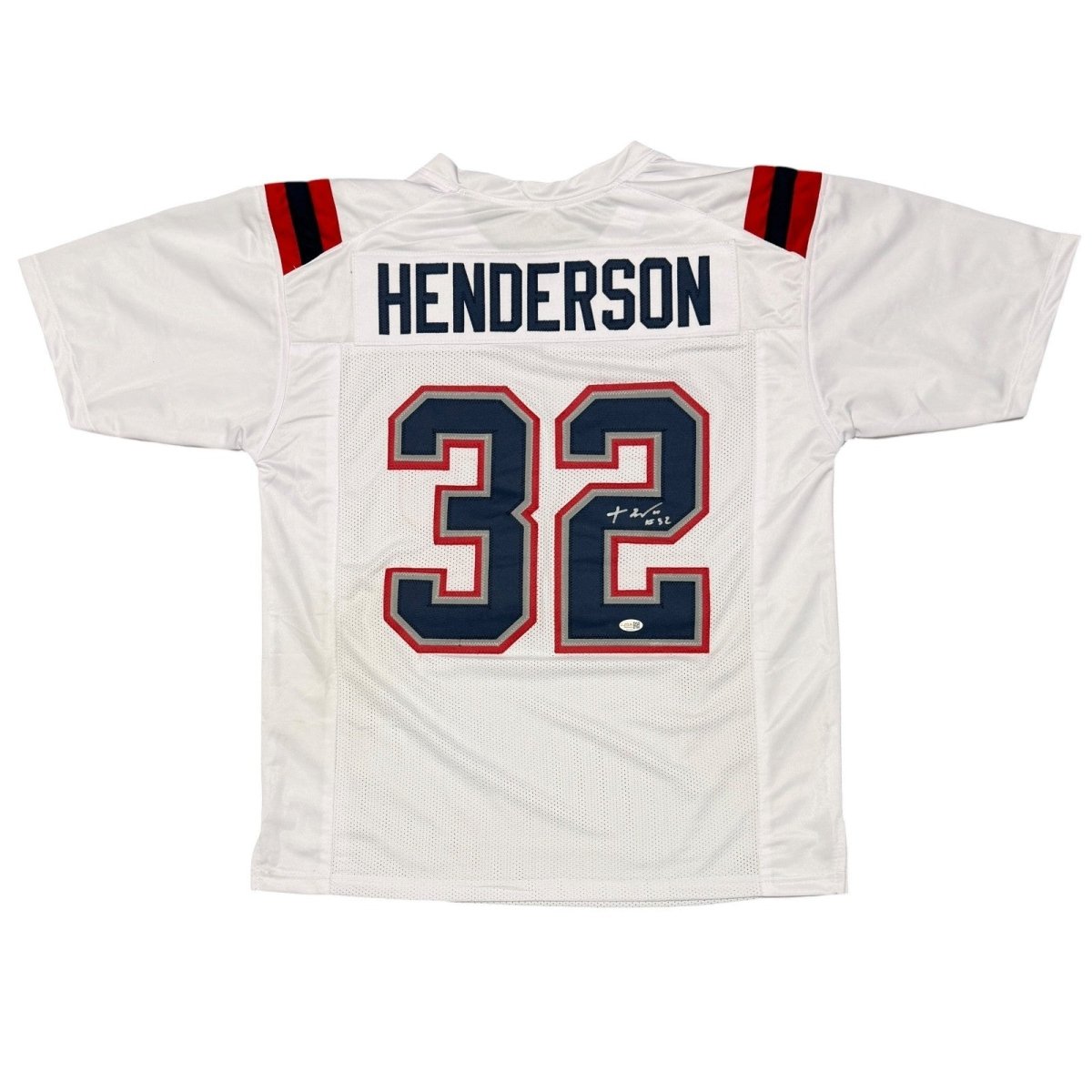 TreVeyon Henderson Signed New England Patriots Custom Jersey JSA Witness COA