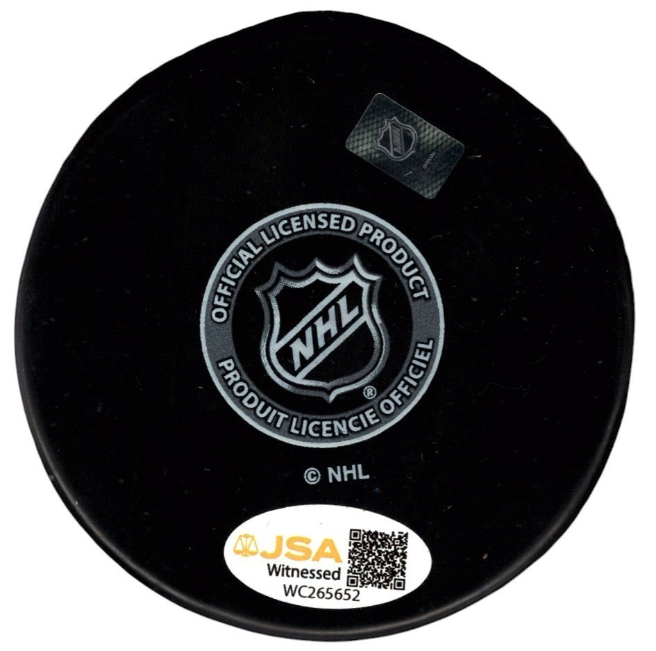Bernie Nicholls Signed Los Angeles Kings Logo Puck w 70 Goals 89 JSA Witness COA