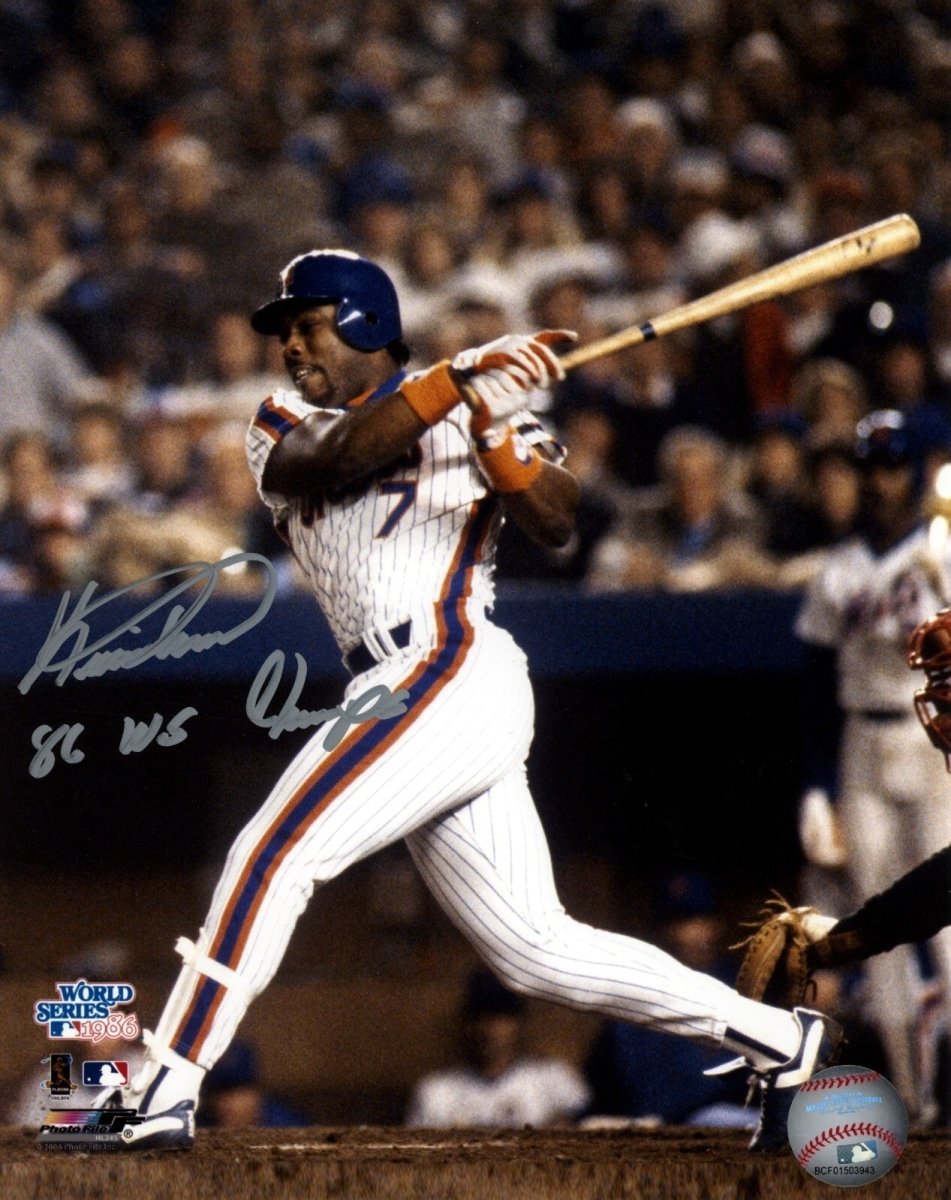 Kevin Mitchell Signed New York Mets 8x10 Photo File w/ 86 WS Champ LSCM COA #2