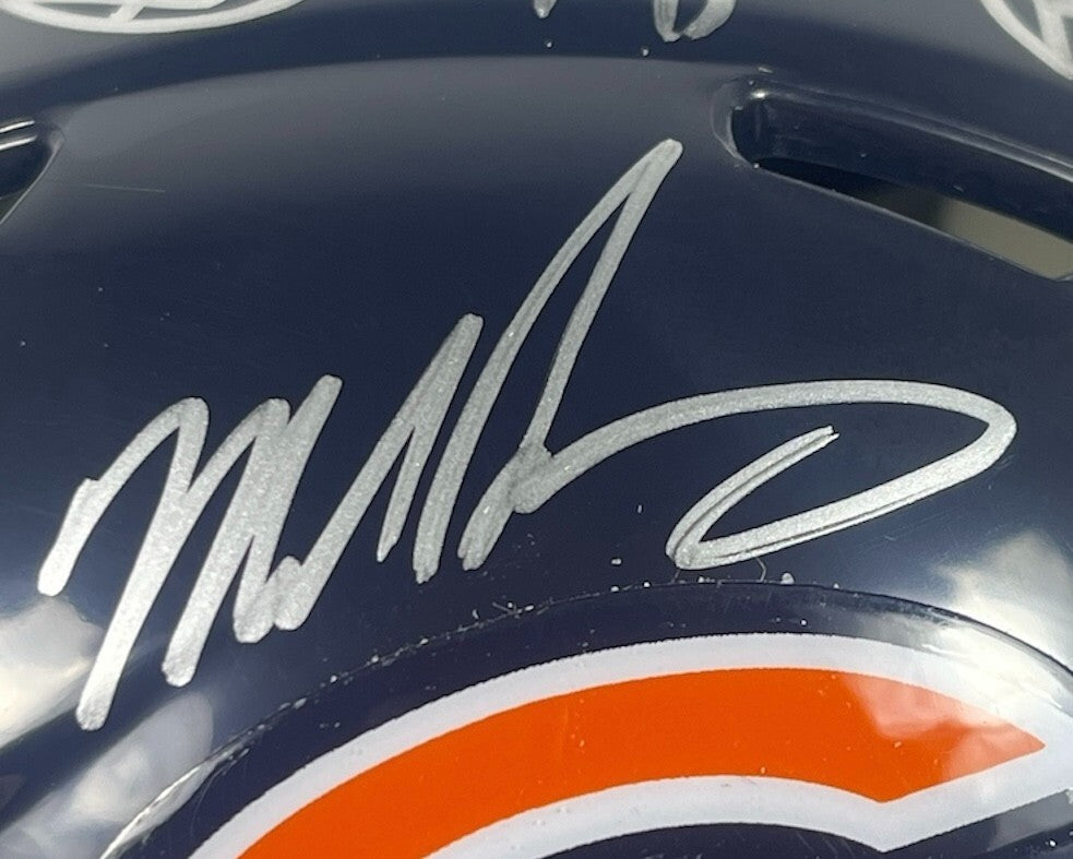 Dan Hampton &amp; Mike Singletary Dual Signed Bears Mini Helmet w/ Insc BAS COA