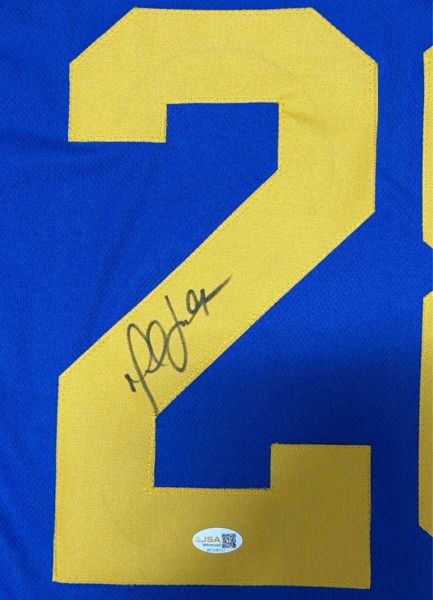 Marshall Faulk Signed Los Angeles Rams Custom Blue Jersey JSA Witness COA