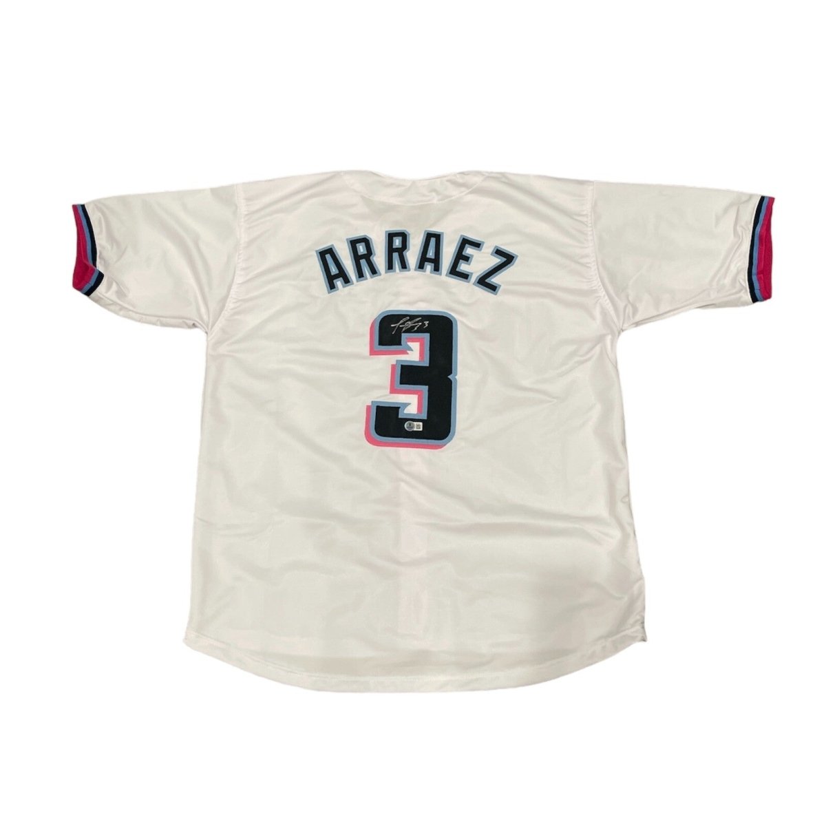 Luis Arraez Signed Miami Marlins Custom Jersey Beckett Witness BAS COA