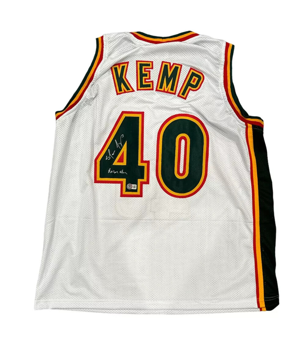 Shawn Kemp Signed Supersonics Custom Jersey w/ Reign Man Beckett BAS COA
