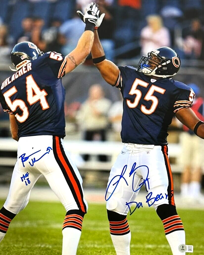 Brian Urlacher &amp; Lance Briggs Dual Signed Auto 16x20 Photo w Ins Beckett BAS COA