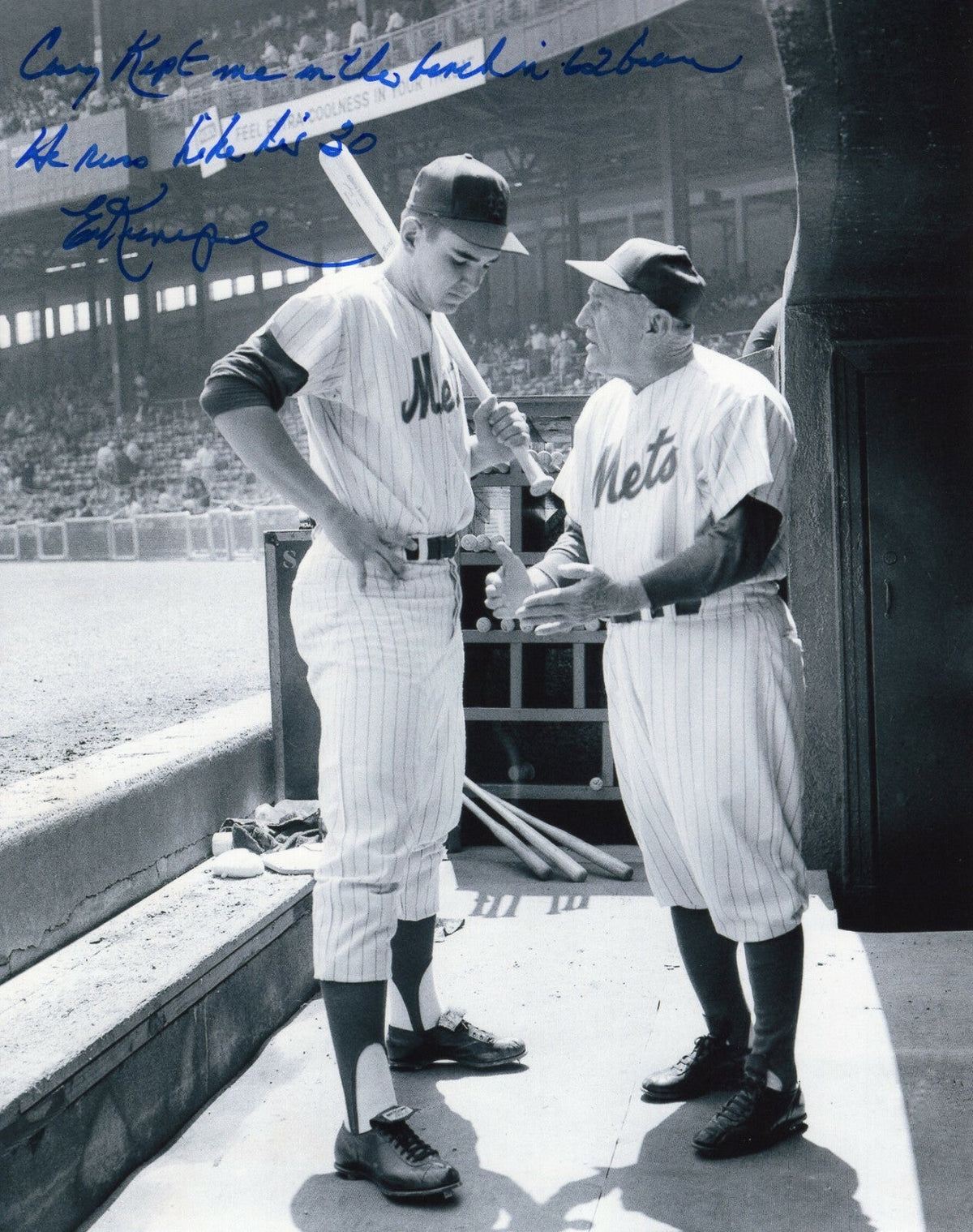 Ed Kranepool Signed New York Mets 8x10 Photo LSCM COA w/ Casey Stengel #7