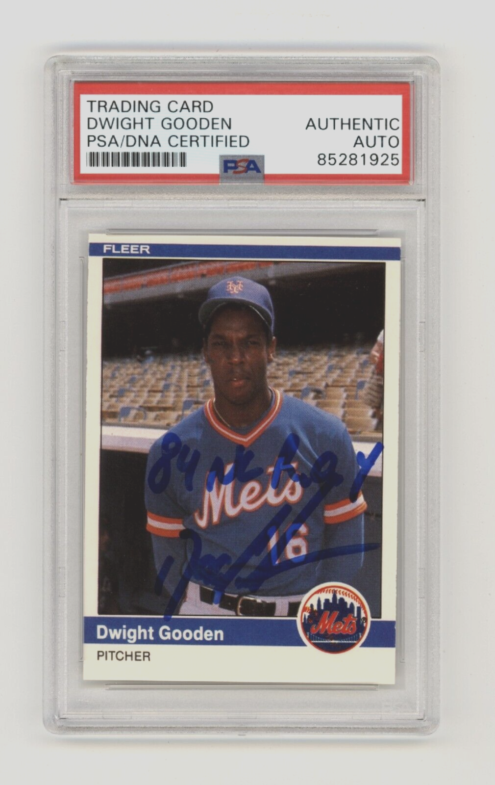 Dwight Doc Gooden 1984 Fleer Update #U-43 Rookie 84 NL ROY Signed PSA DNA Auto
