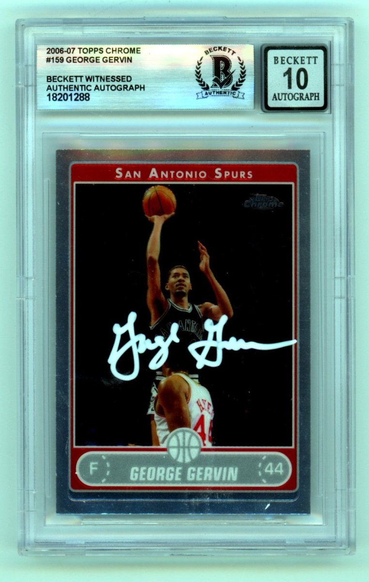 George Gervin 2006-07 Topps Chrome #159 Signed Beckett BGS 10 Auto SA Spurs HOF