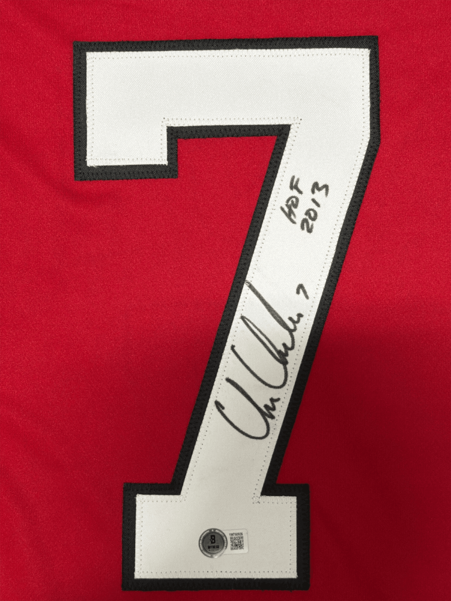 Chris Chelios Signed Chicago Custom Jersey w/ HOF 2013 Beckett Witness BAS COA