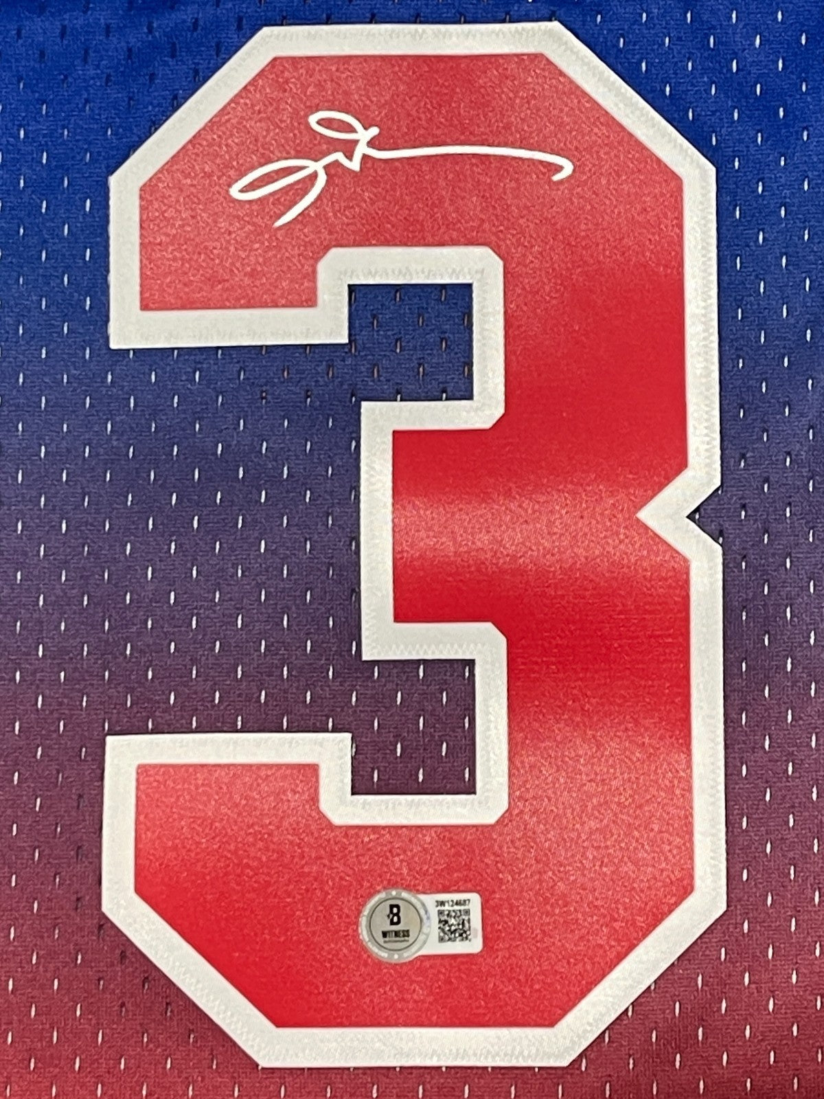 Allen Iverson Signed 76ers Mitchell &amp; Ness Fadeaway Jersey Beckett BAS COA