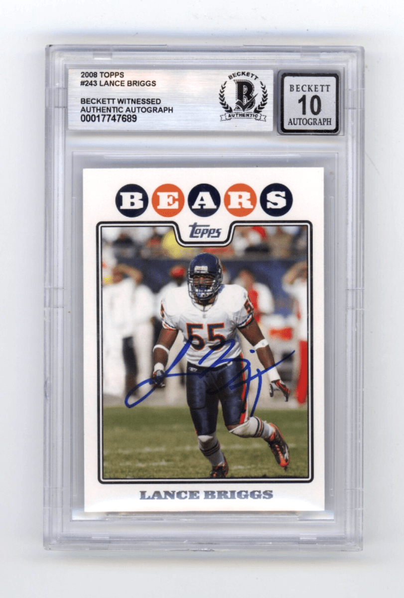 Lance Briggs 2008 Topps #243 Signed Beckett BGS 10 Auto Chicago Bears