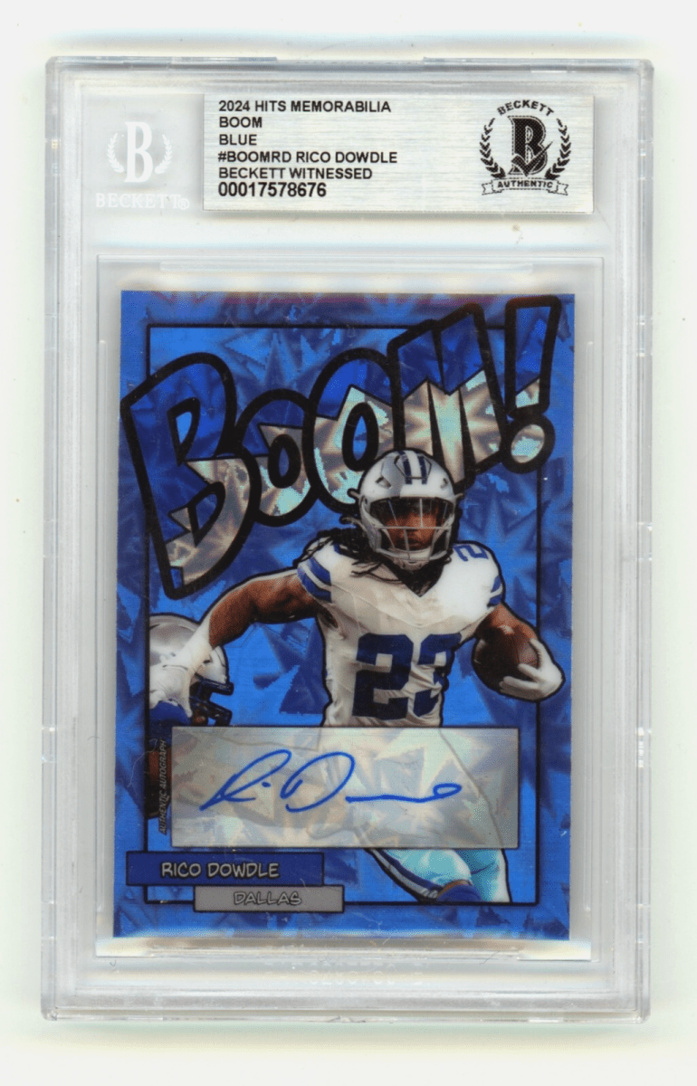 Rico Dowdle 2024 Hits Memorabilia BOOM Blue /5 Signed BGS BAS Auto Cowboys