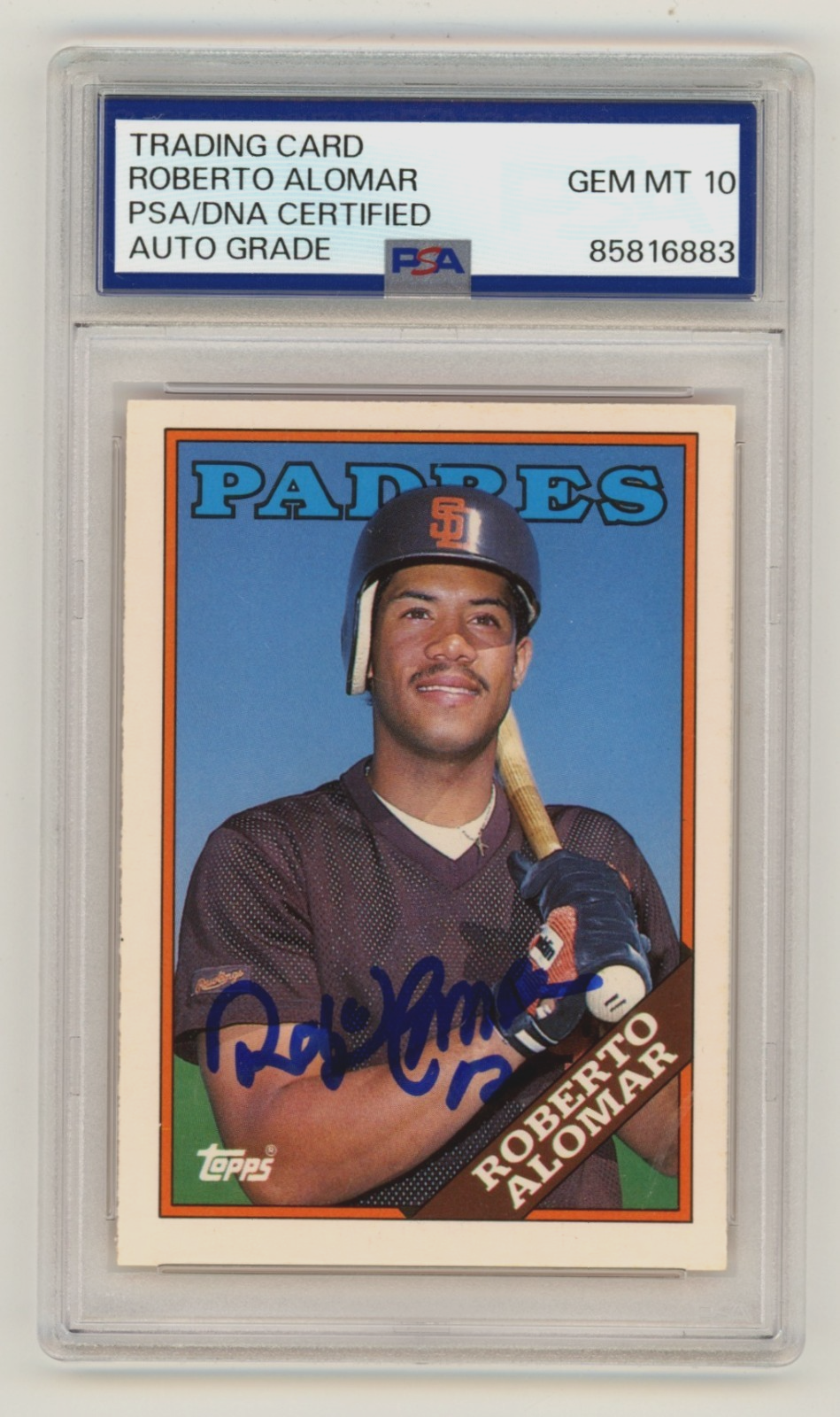 Roberto Alomar 1988 Topps Traded #4T Signed Rookie RC PSA 10 Auto Padres HOF