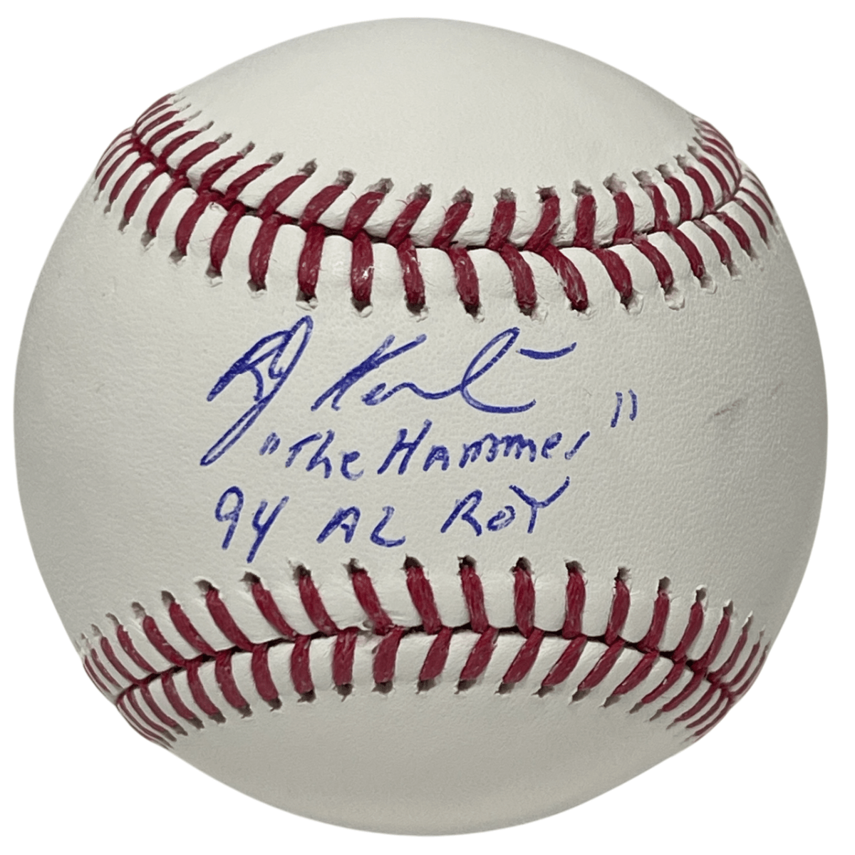 Bob Hamelin Signed ROMLB Baseball w/ 94 AL ROY + The Hammer Beckett Wit BAS COA