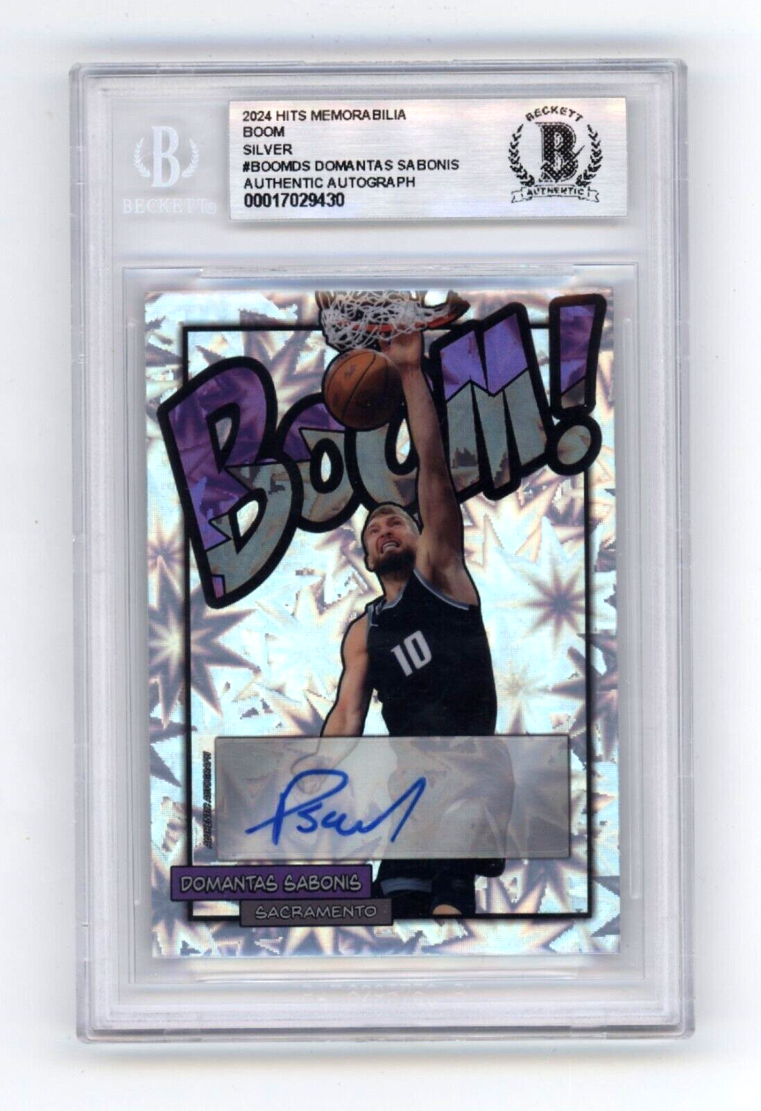 Domantas Sabonis 2024 Hits Memorabilia BOOM Silver JSY 10/10 Signed BGS BAS Auto