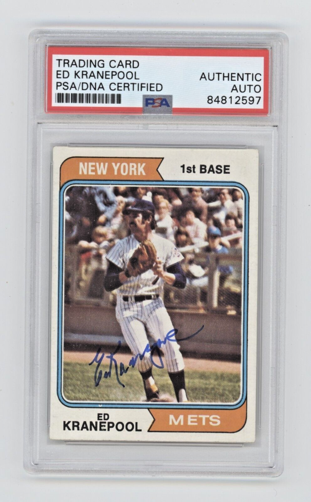 Ed Kranepool 1974 Topps Baseball #561 Signed PSA Authentic Auto New York Mets