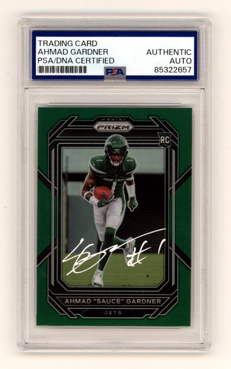 Ahmad Sauce Gardner 2022 Panini Prizm Green #341 Rookie RC Signed PSA Auth Auto