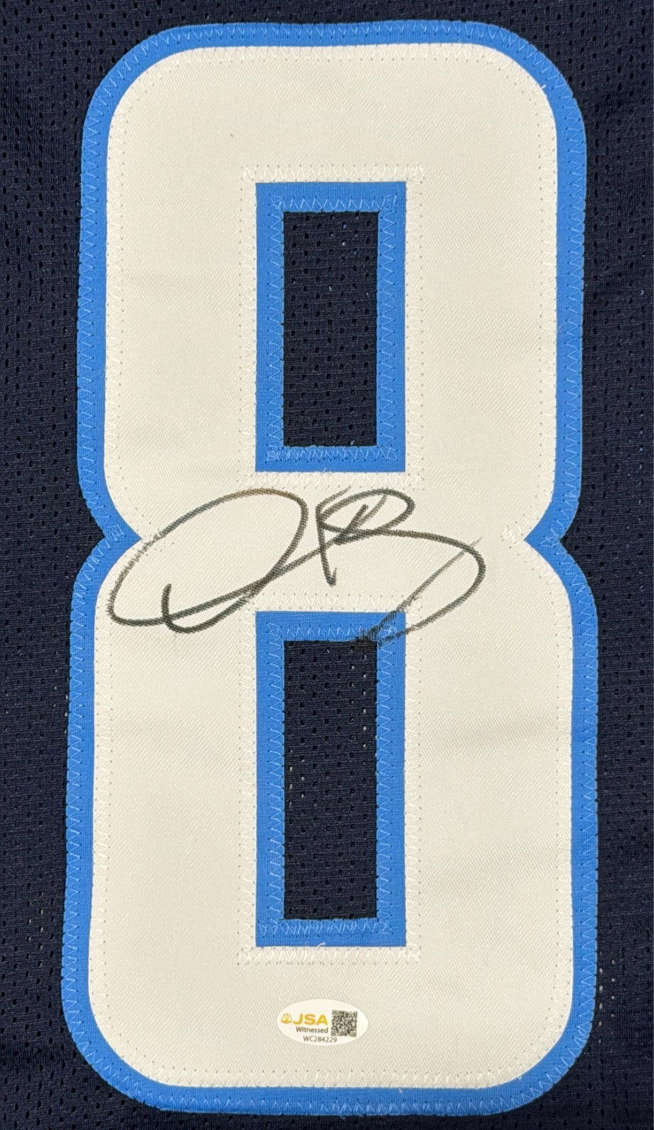 Derrick Mason Signed Autographed Tennessee Titans Custom Jersey JSA Witness COA
