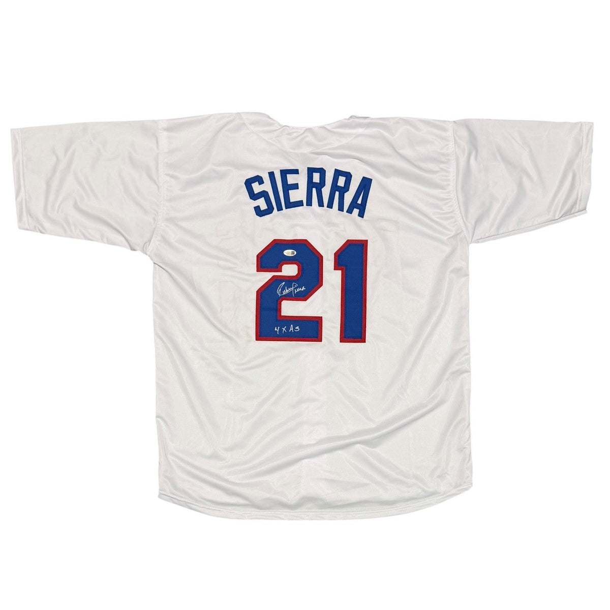 Ruben Sierra Signed Texas Rangers Custom Jersey w/ 4x AS Insc. JSA Witness COA W