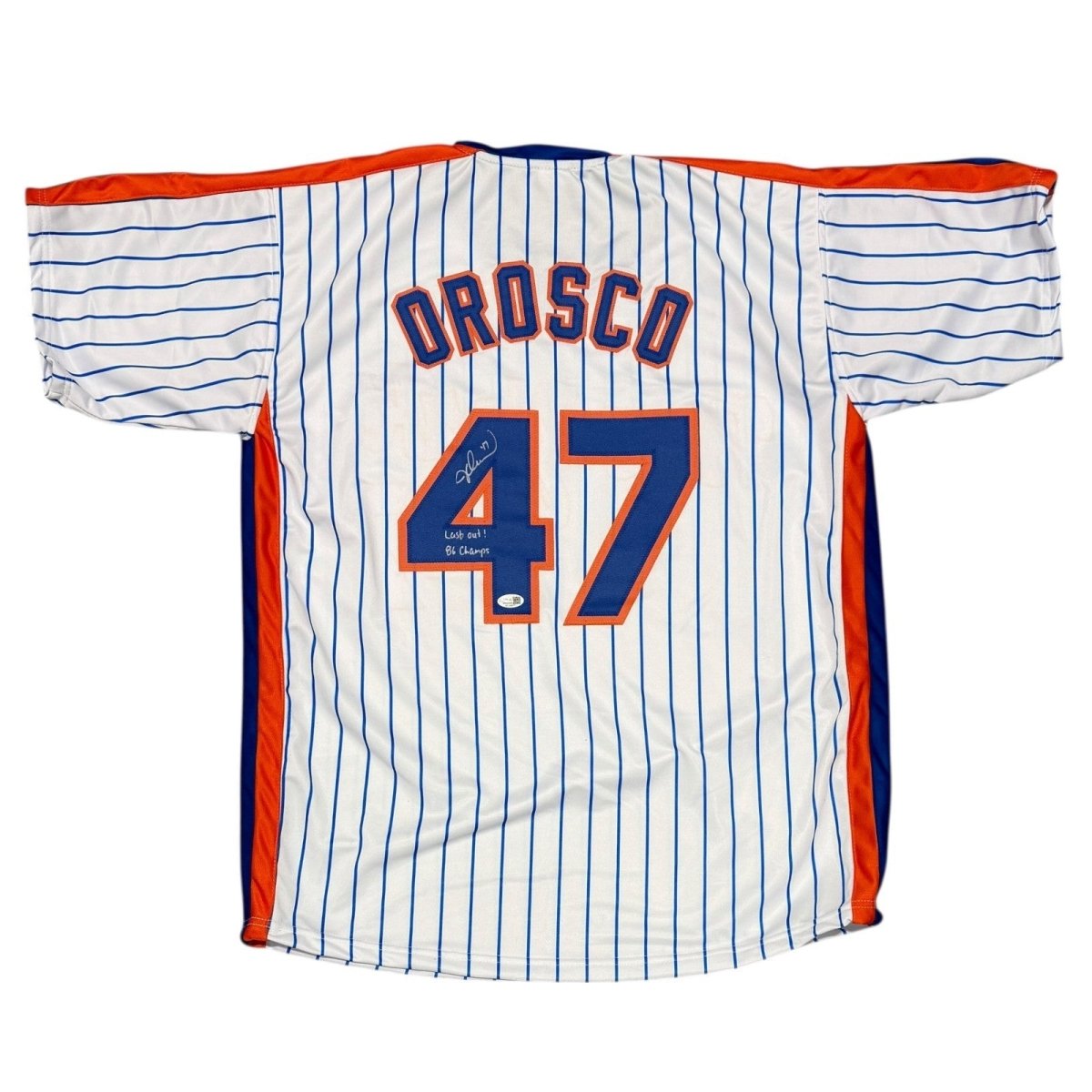 Jesse Orosco Signed New York Mets Custom Jersey w Last Out & 86 Champs JSA W COA