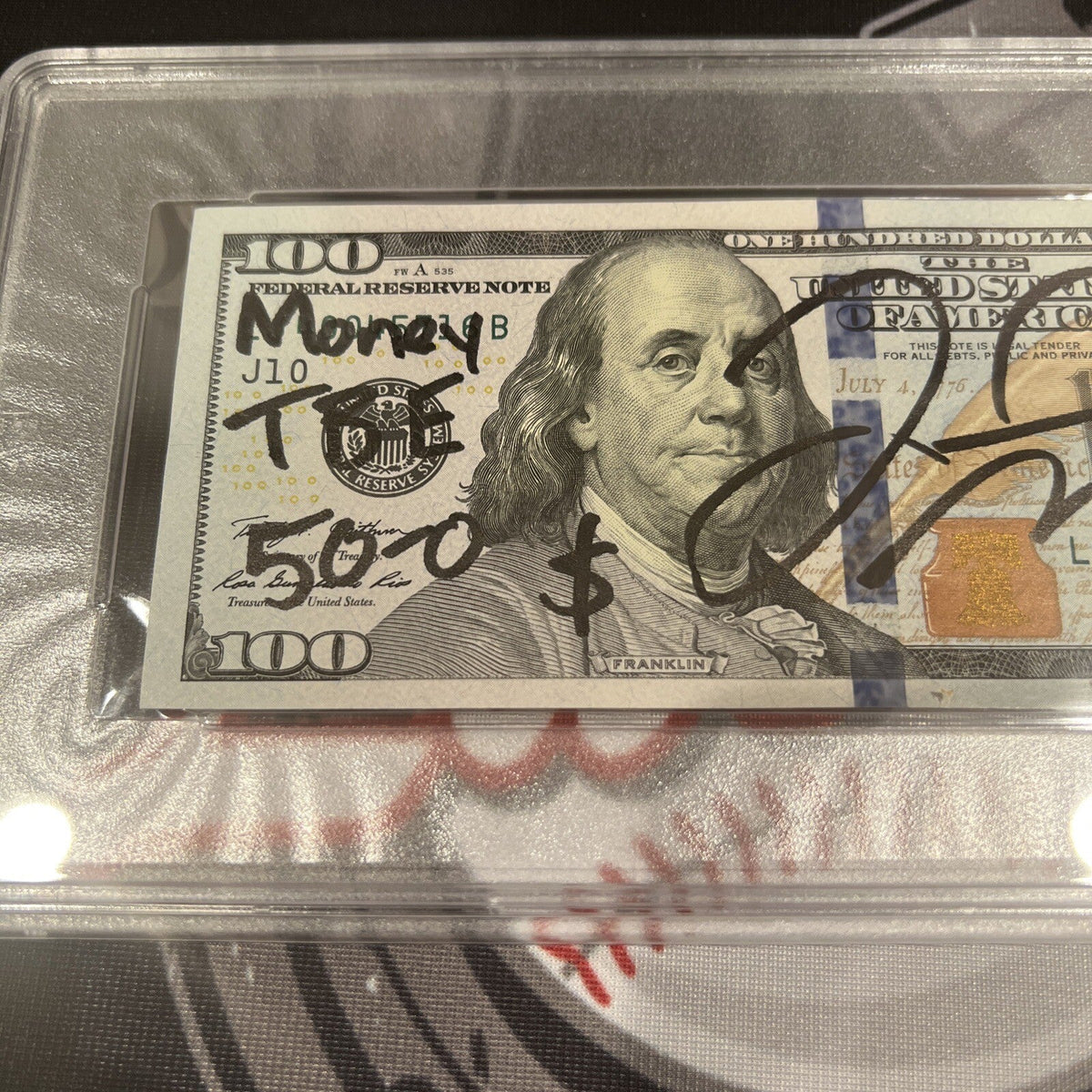Floyd Mayweather Jr. Signed $100 Bill US Currency x4 Inscription PSA Auth Auto E
