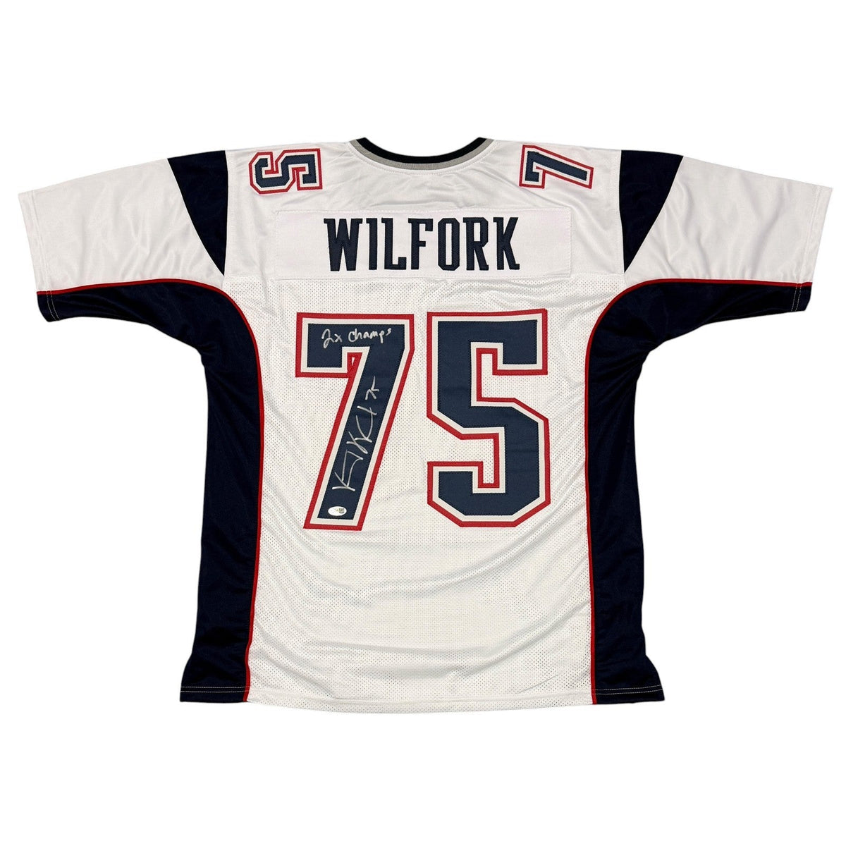 Vince Wilfork Signed Patriots Custom Jersey w/ 2x SB Champ JSA Witness COA