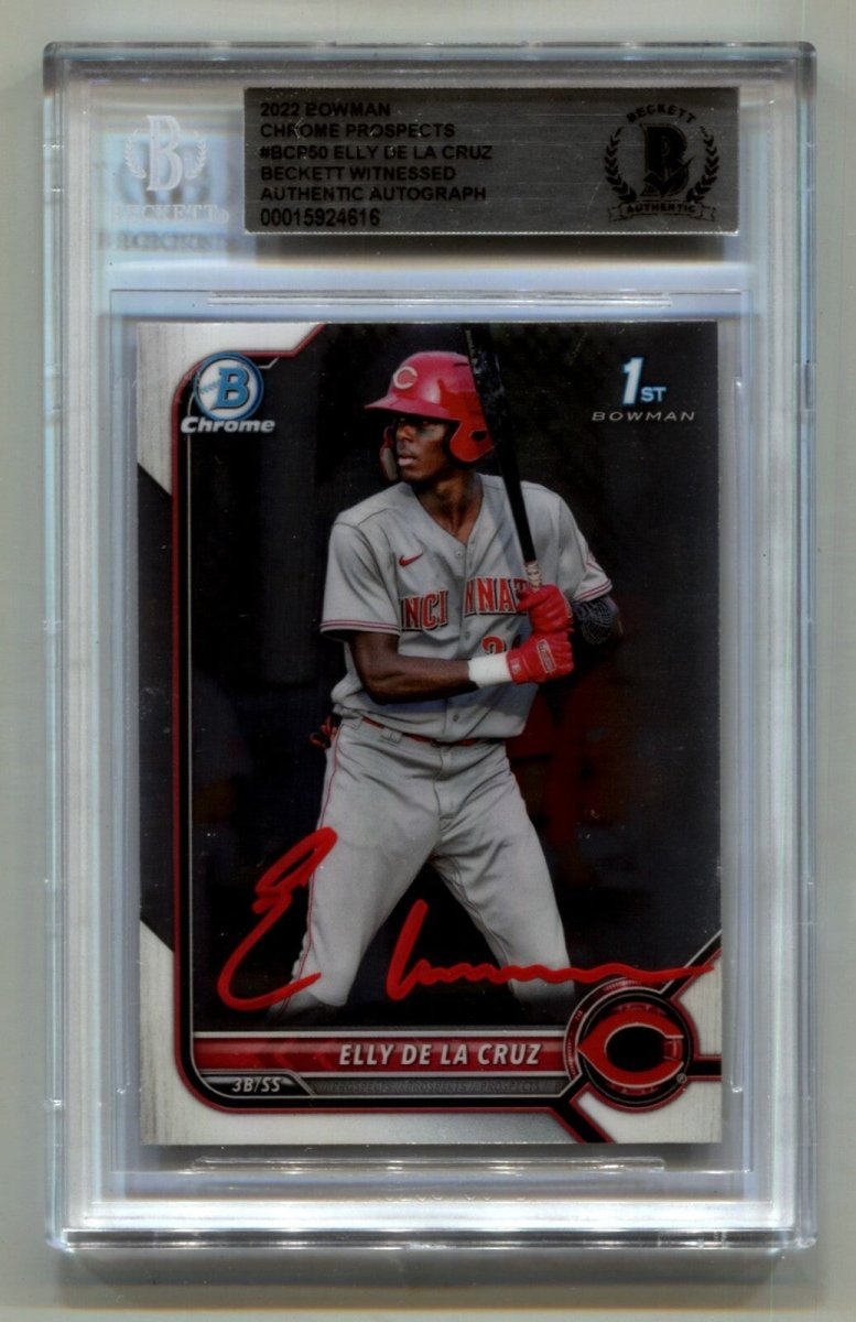Elly De La Cruz 2022 Bowman Chrome 1st #BCP50 RC Signed Auto BGS BECKETT Reds