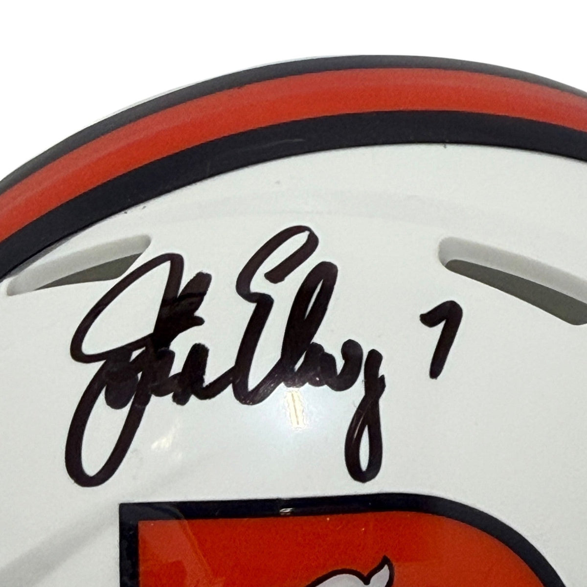 John Elway Signed Autographed Denver Broncos TB Alt White Mini Helmet JSA COA