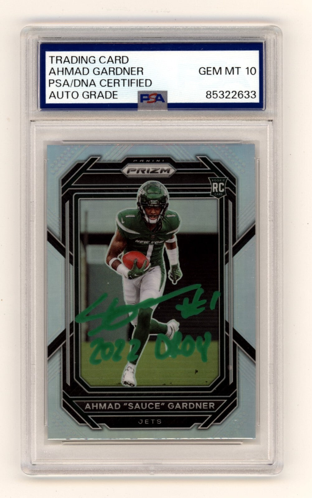 Ahmad Sauce Gardner 2022 Panini Prizm Silver #341 RC ROY Insc Signed PSA 10 Auto