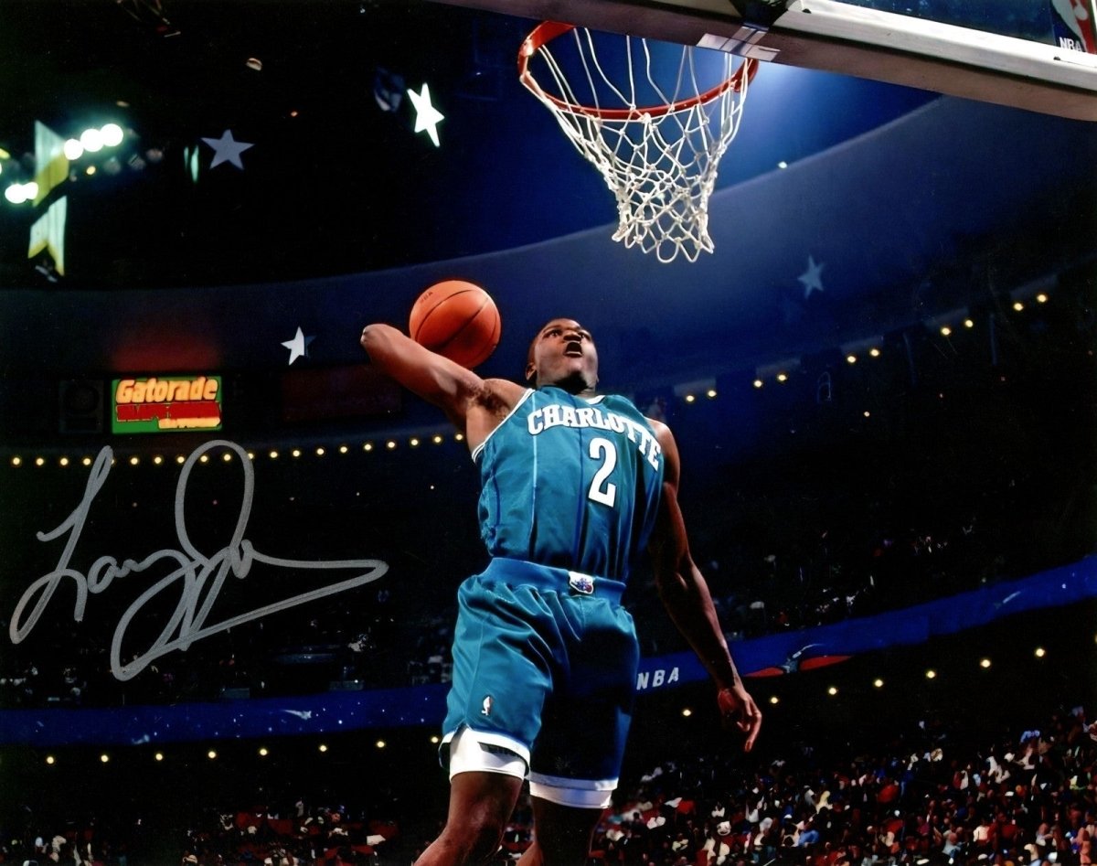 Larry Johnson Signed Autographed Charlotte Hornets 8x10 Photo LSCM COA #5