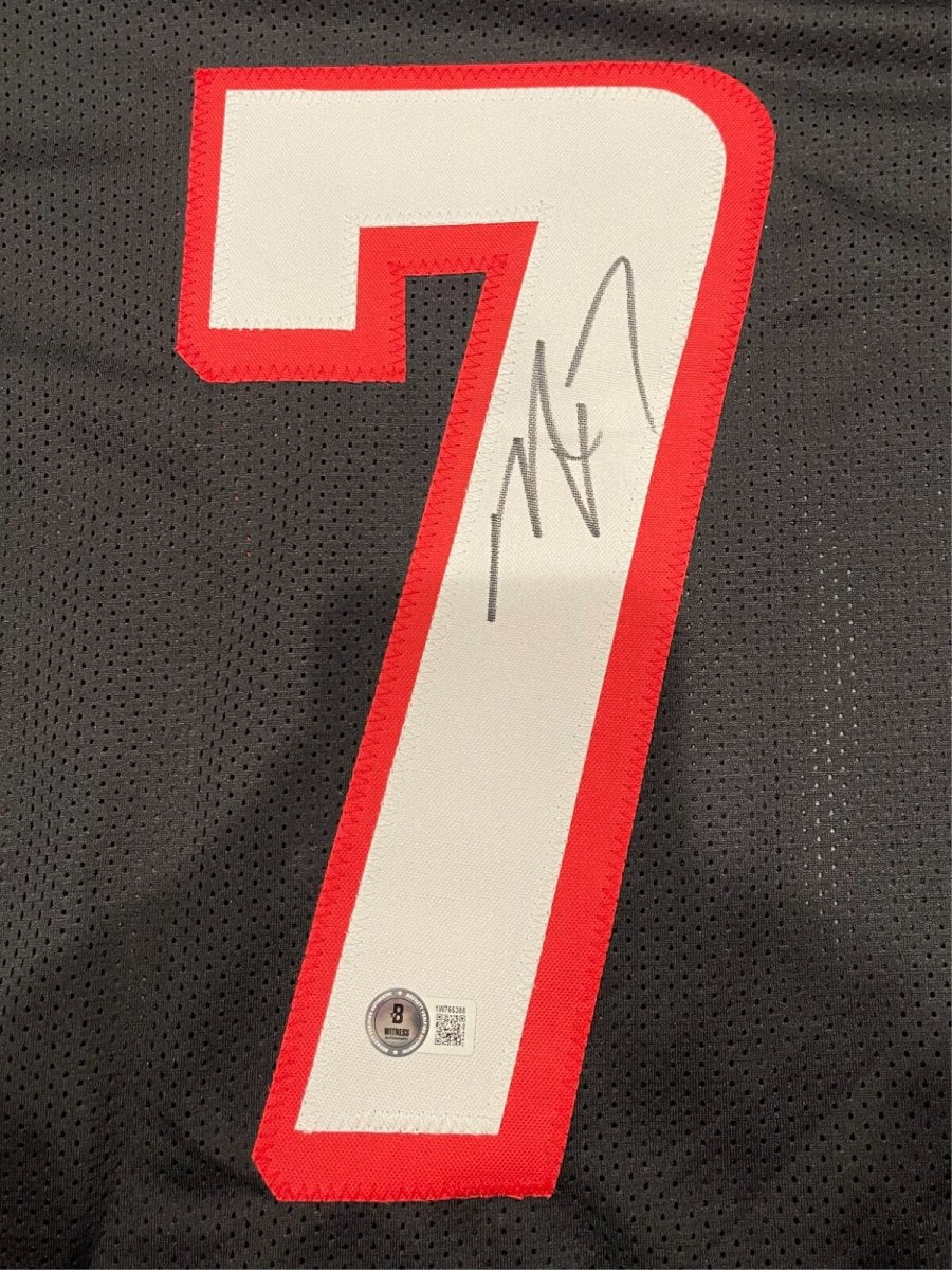 Michael Vick Signed Atlanta Falcons Custom Black Jersey Beckett Witness BAS COA