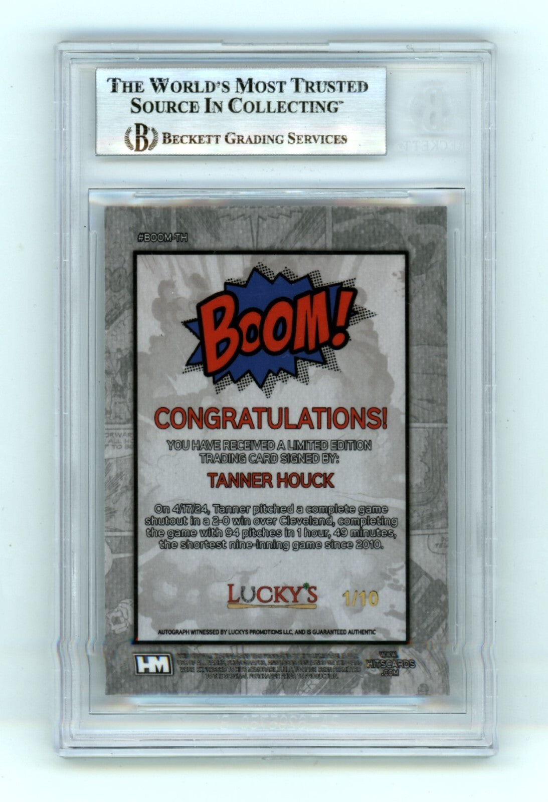 Tanner Houck 2024 Hits Memorabilia BOOM Silver #/10 Signed BGS BAS Auto Red Sox