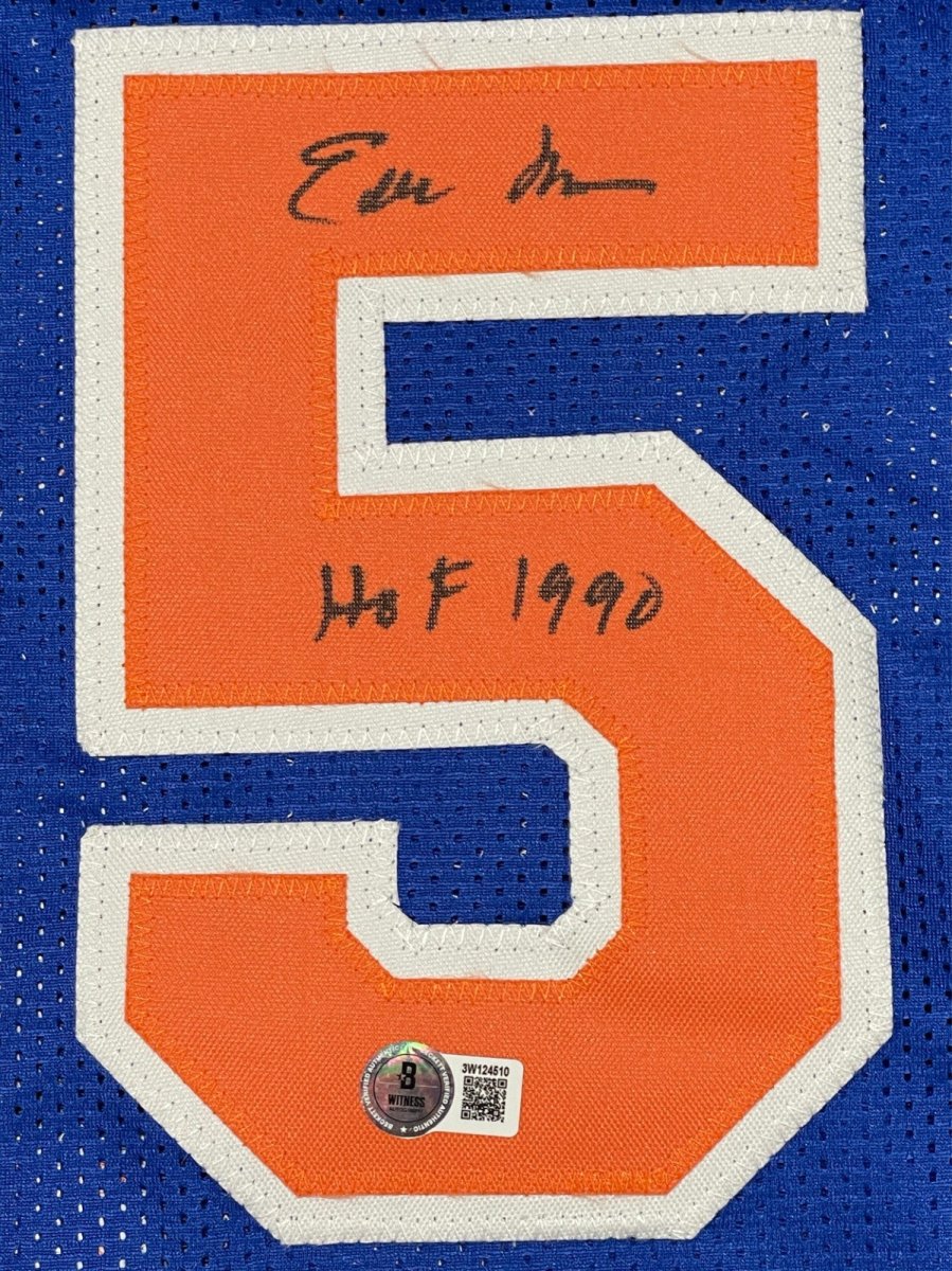 Earl Monroe Signed New York Knicks Custom Jersey w/ HOF 1990 Beckett Wit BAS COA