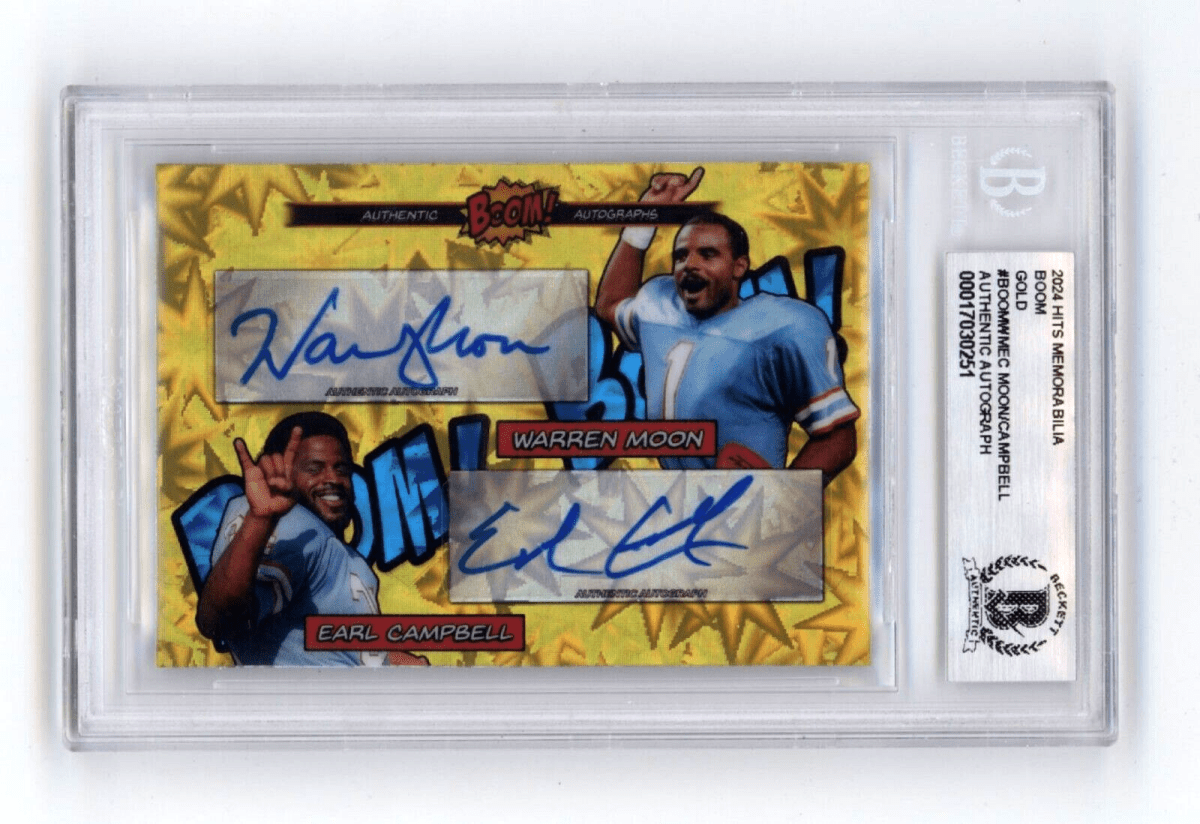 Warren Moon & Earl Campbell 2024 Hits BOOM Gold #/10 Dual Signed BGS BAS Auto