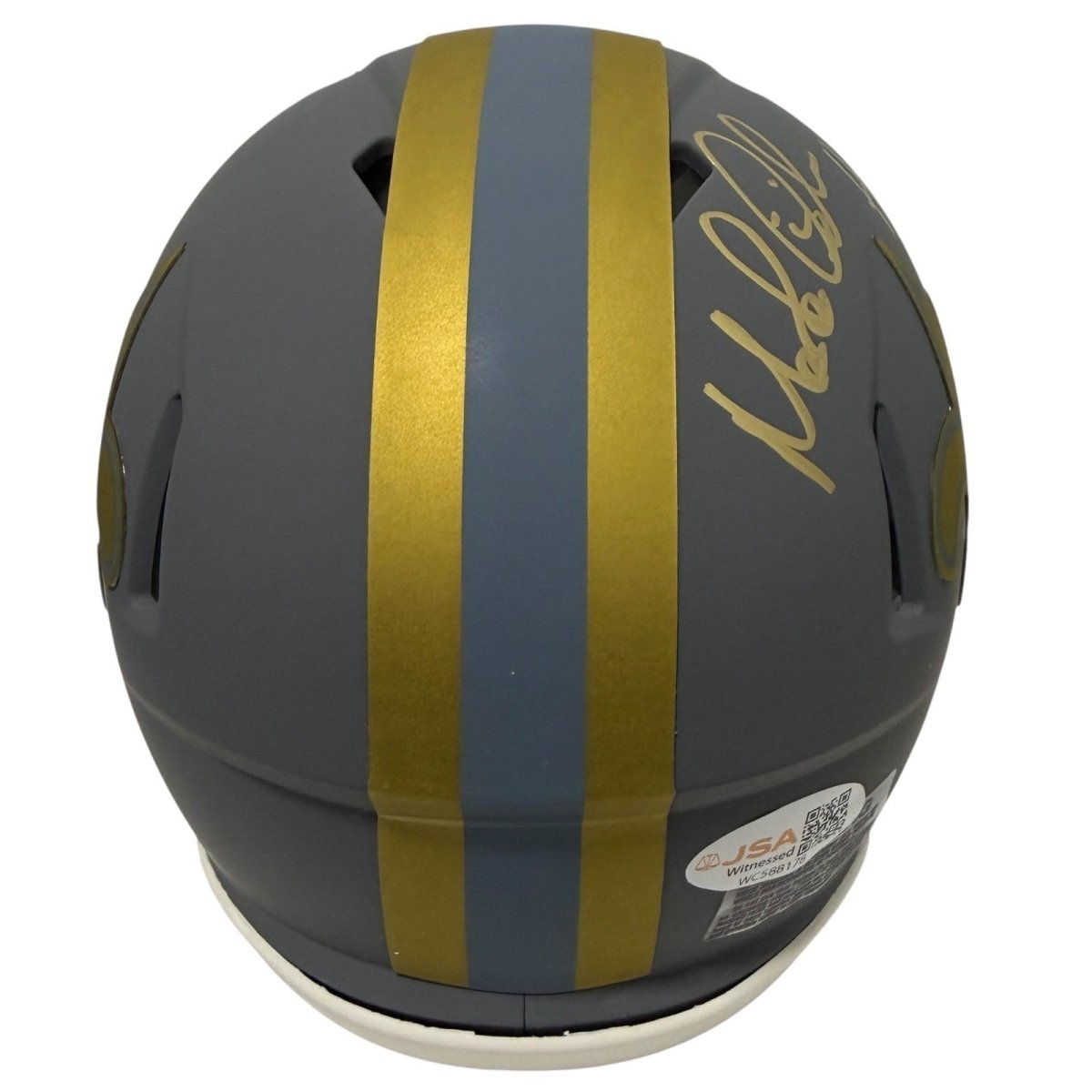 Morten Anderson Signed Saints Slate Mini Helmet w/ HOF 2017 JSA Witness COA