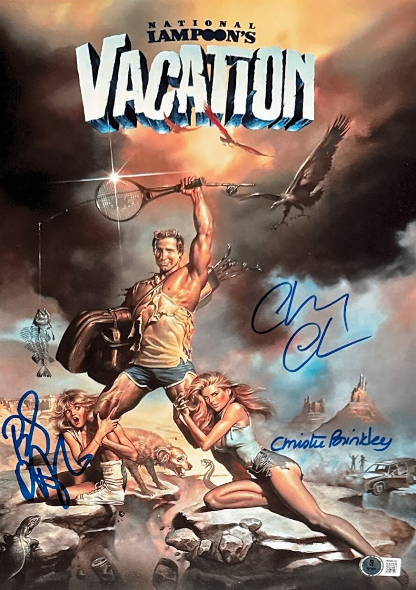 Chase Brinkley D'Angelo Triple Signed Auto 11x17 Mini Poster Vacation BAS W COA
