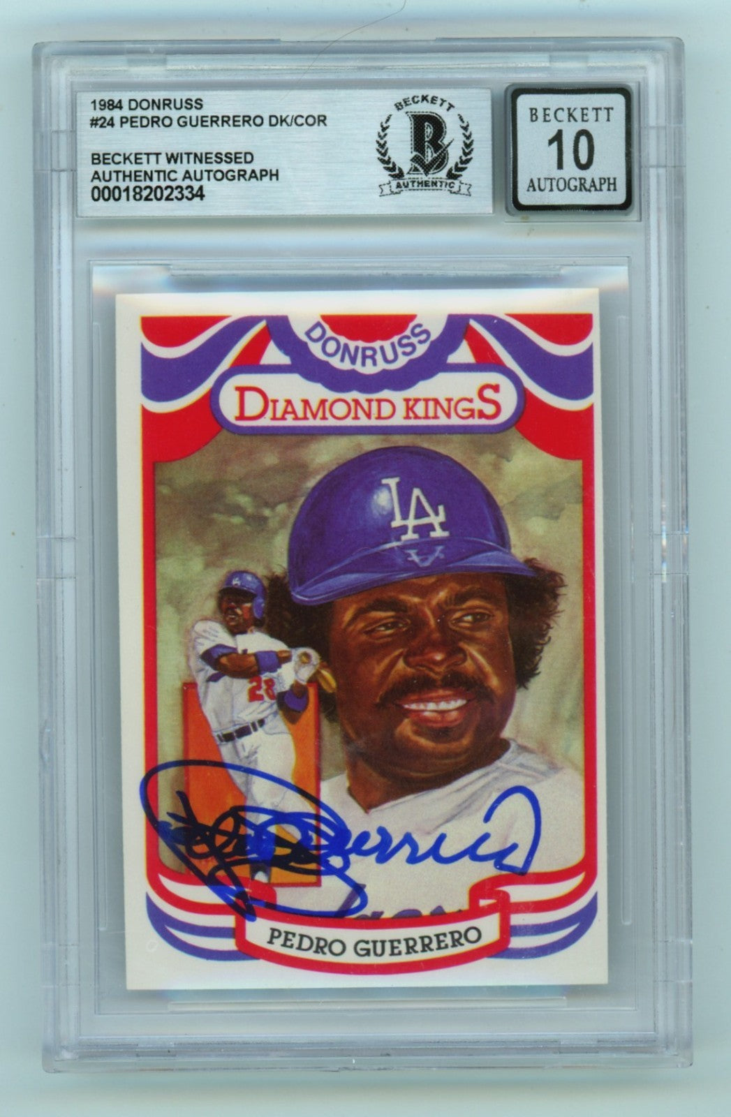 Pedro Guerrero 1984 Donruss Diamond Kings #24 Signed Beckett BGS 10 Auto Dodgers