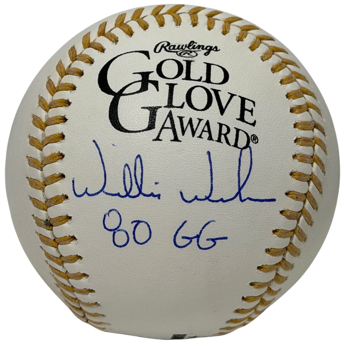 Willie Wilson Signed Autographed Gold Glove Baseball w/ 80 GG JSA Witness COA