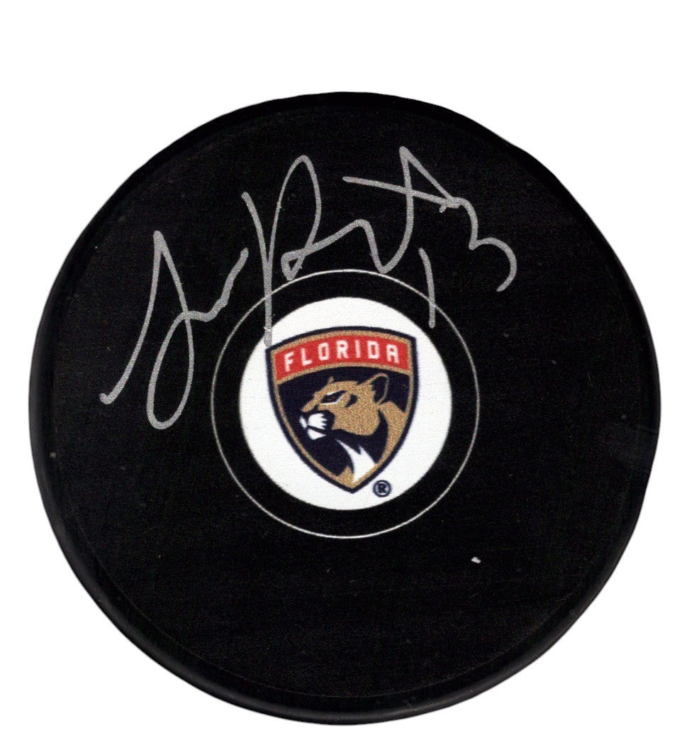 Sam Reinhart Signed Autographed Florida Panthers Logo Puck Fanatics COA