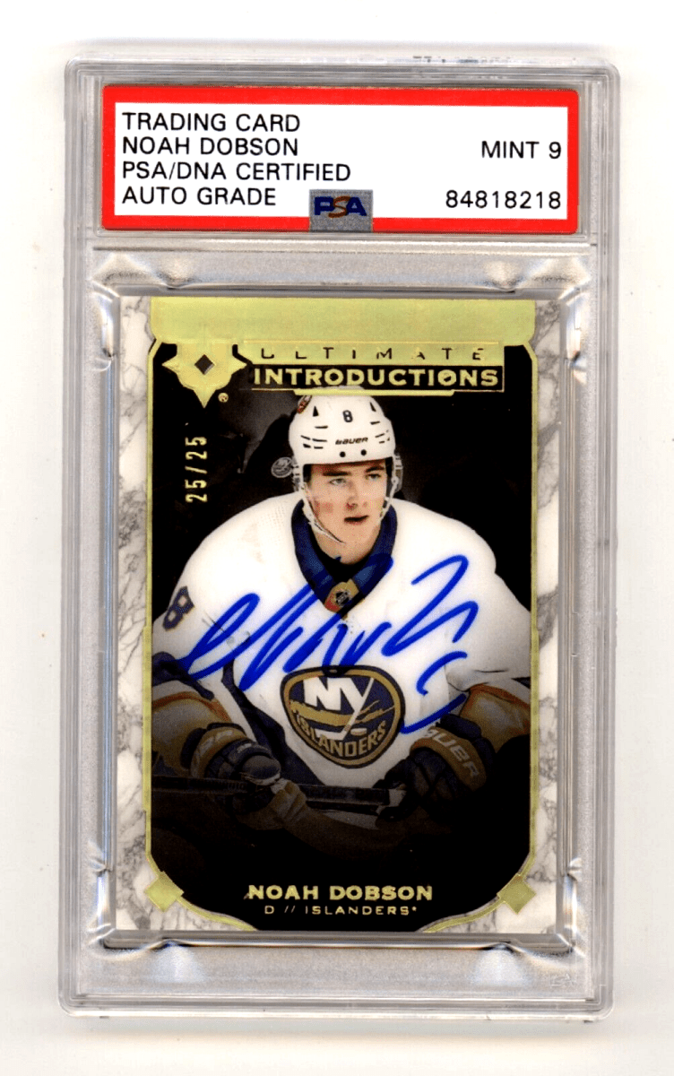 Noah Dobson 2019-20 UD Ultimate Introductions Gold RC #25/25 Signed PSA 9 Auto