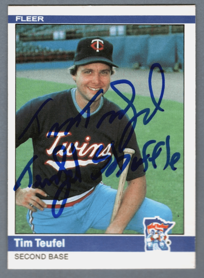 Tim Teufel Signed 1984 Fleer #574 Rookie RC w/ Teufel Shuffle Insc. LSCM COA