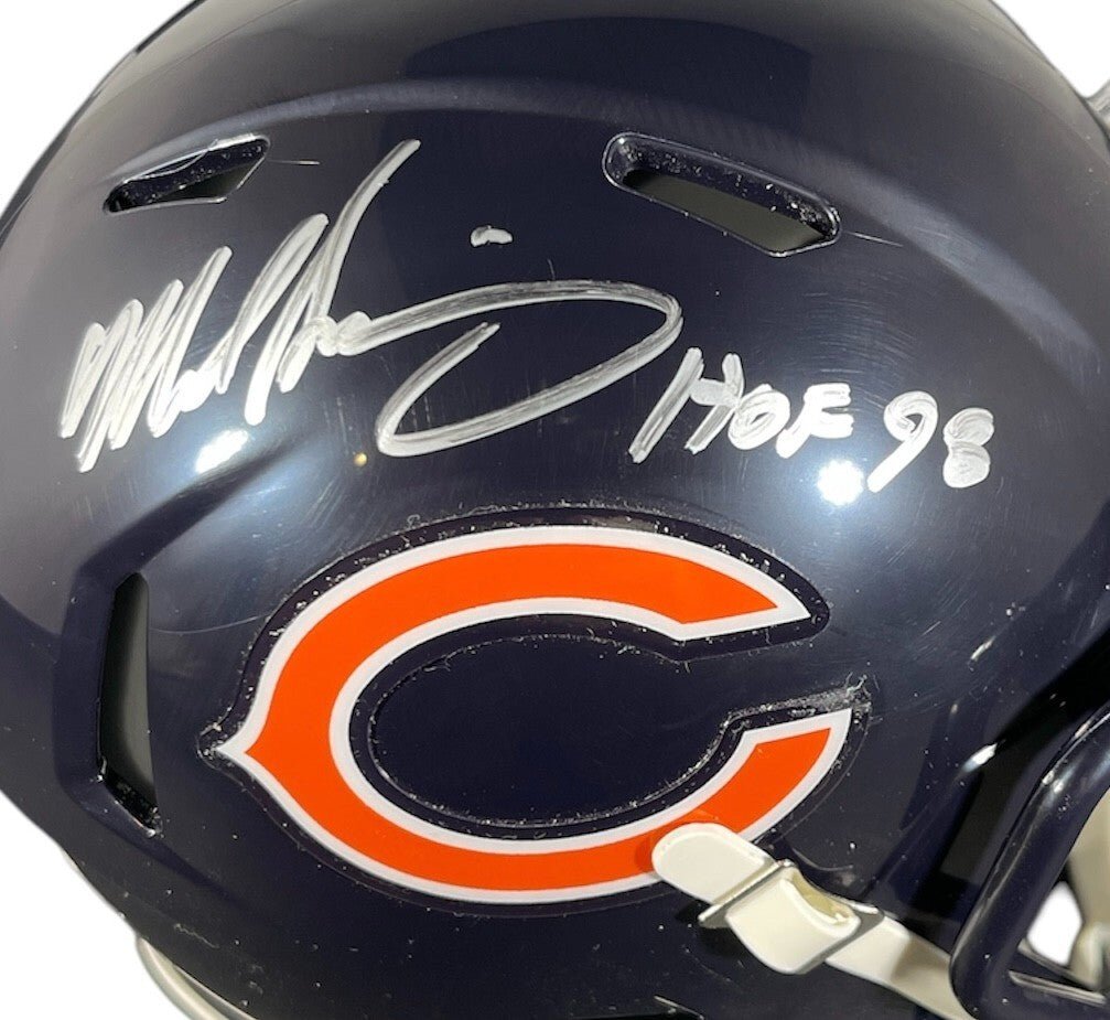 Mike Singletary Signed Chicago Bears Mini Helmet HOF 98 Beckett Witness BAS COA