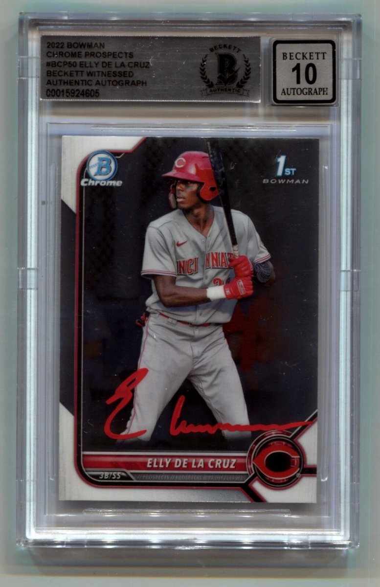 Elly De La Cruz 2022 Bowman Chrome 1st #BCP50 RC Signed Auto BGS 10 Reds