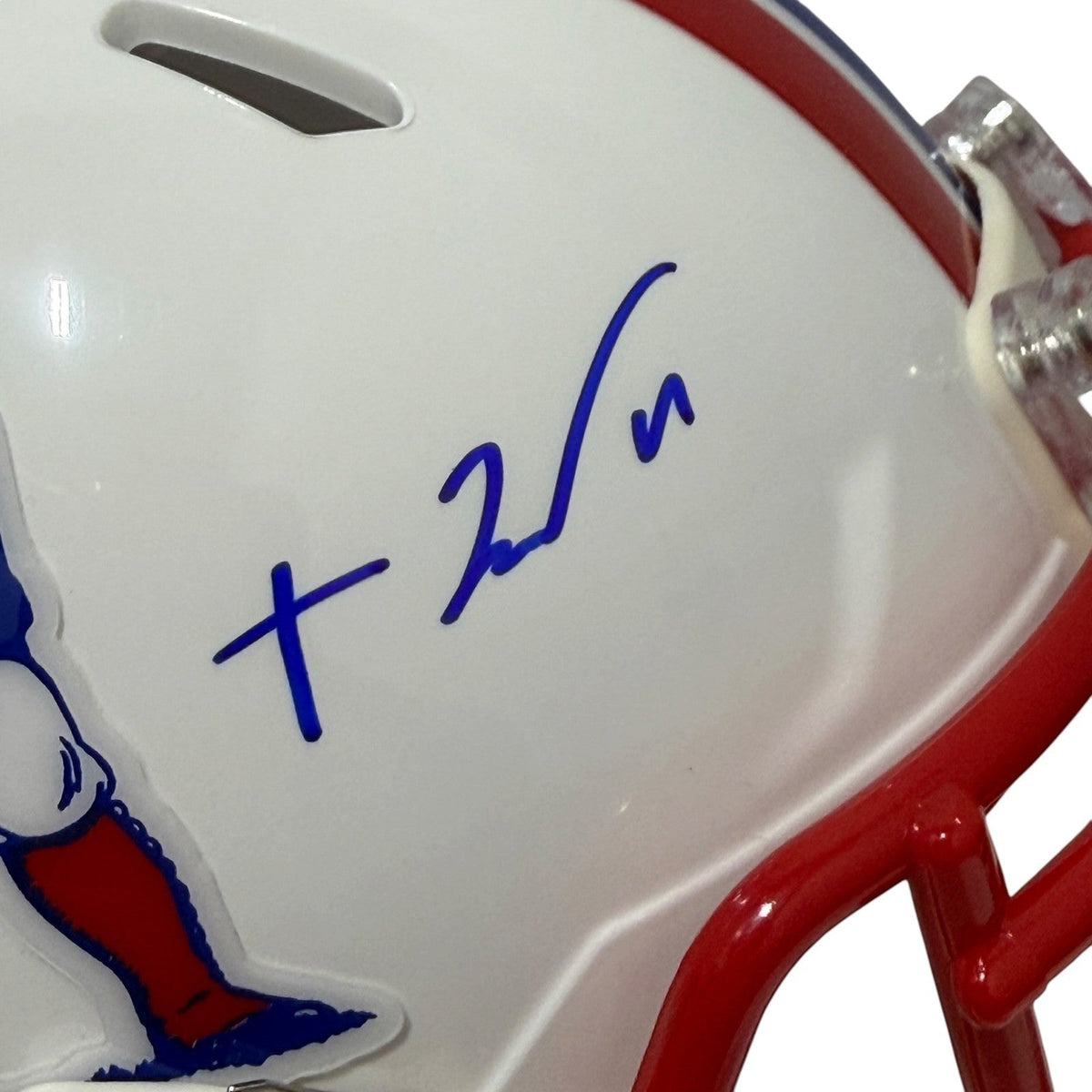 TreVeyon Henderson Signed New England Patriots TB Mini Helmet JSA Witness COA