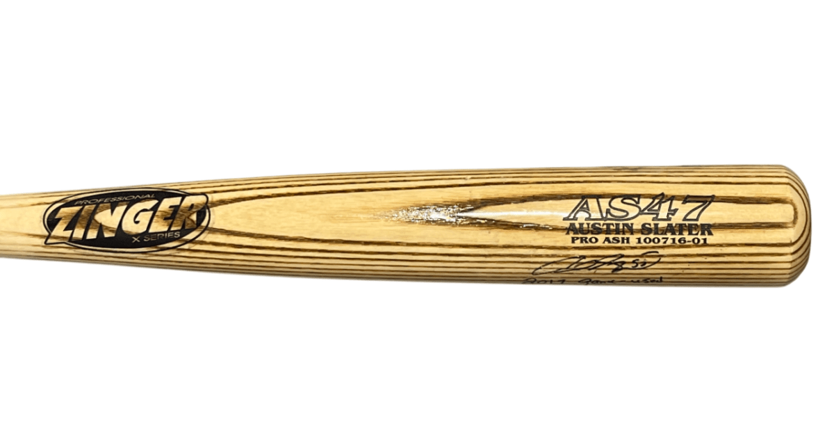 Auston Slater Signed AS47 Zinger 2017 Game Used Rookie Bat ONYX COA Yankees