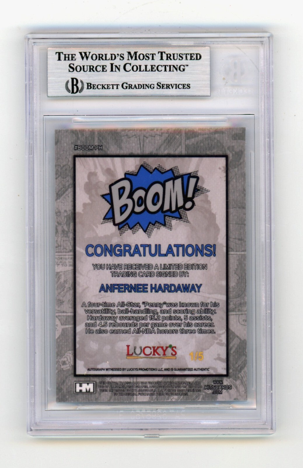 Anfernee Hardaway 2024 Hits Memorabilia BOOM Blue JSY # 1/5 Signed BGS BAS Auto