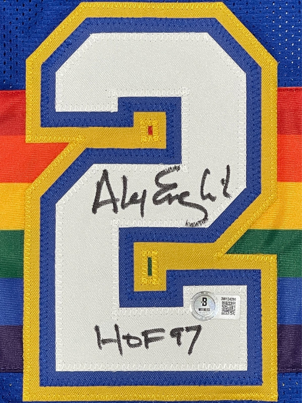 Alex English Signed Denver Nuggets Custom Jersey w/ HOF 97 Beckett Wit BAS COA