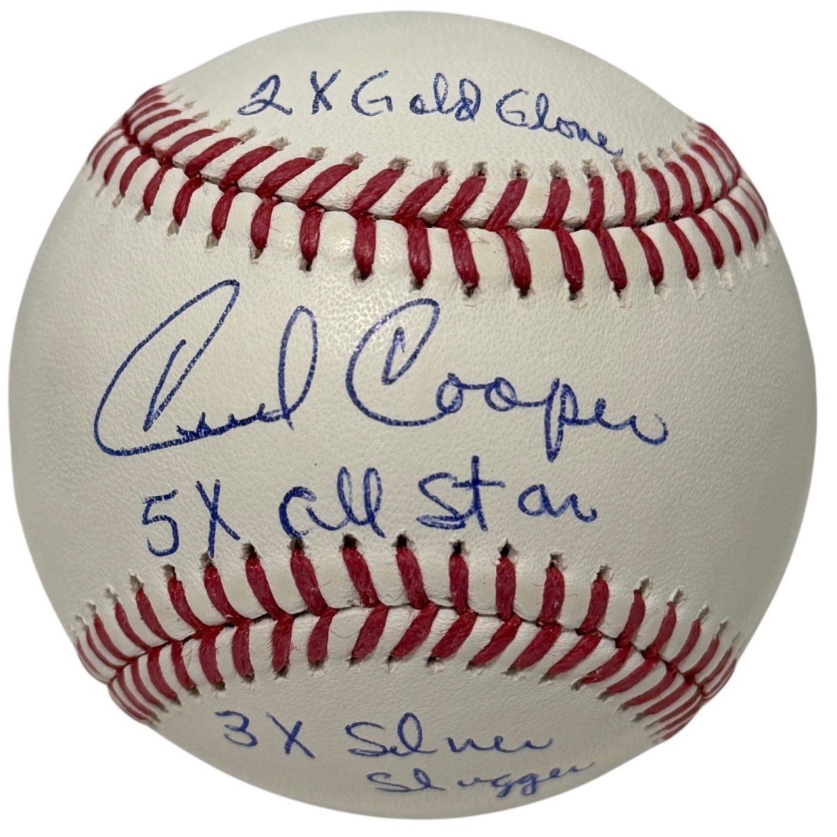 Cecil Cooper Signed Autographed ROMLB Baseball w/ 3x Stat Insc JSA Wit COA