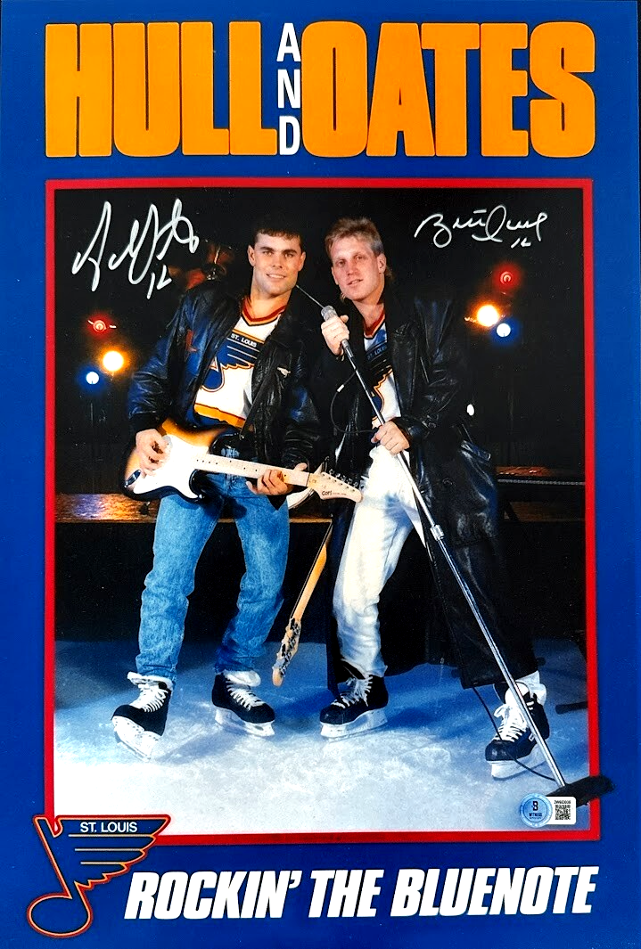 Brett Hull &amp; Adam Oates Signed Auto 12x18 Hull &amp; Oates Poster Photo Beckett COA
