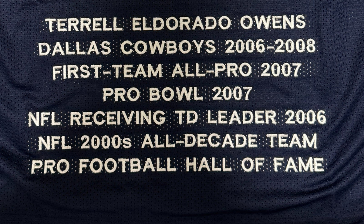 Terrell Owens Signed Autographed Dallas Cowboys TB Stat Custom Jersey JSA COA