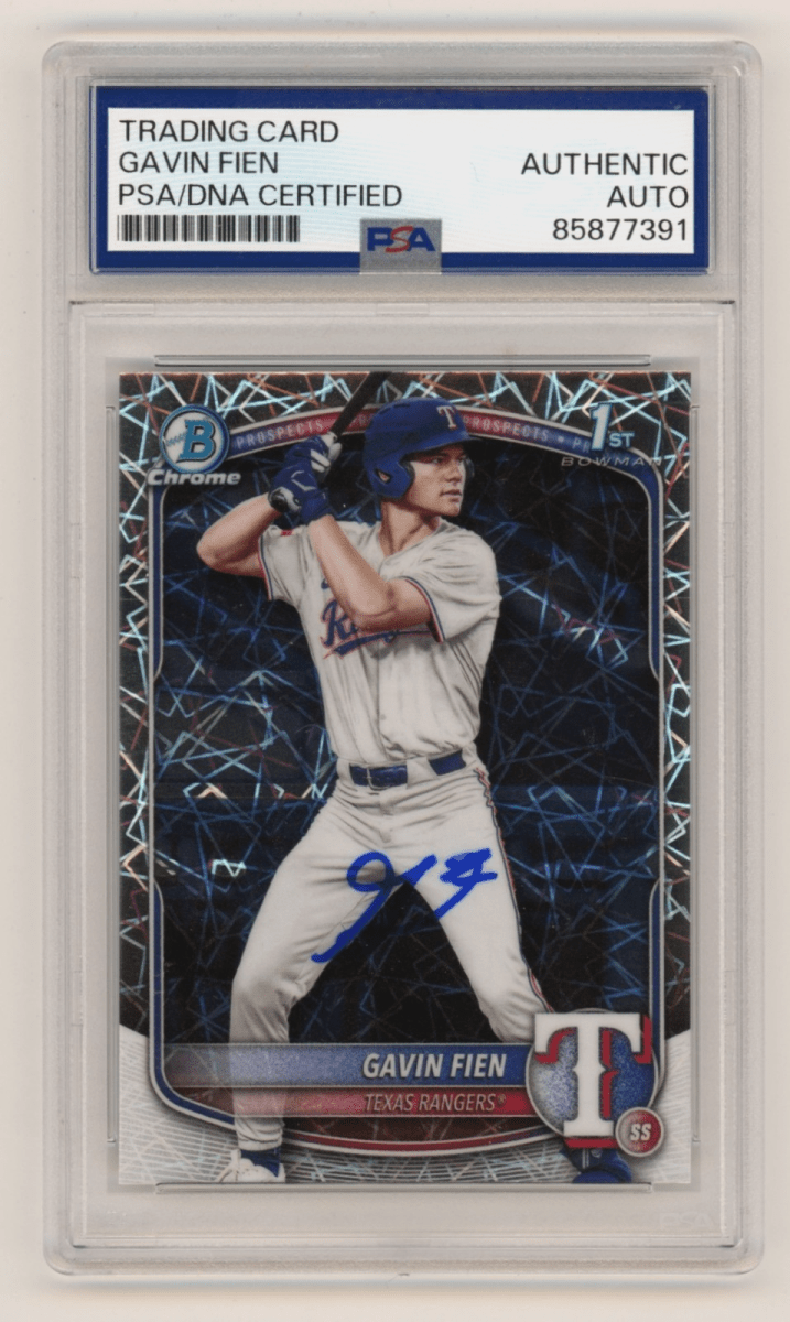 Gavin Fien 2025 Bowman Chrome 1st Lazer Refractor Auto RC PSA Authentic Auto
